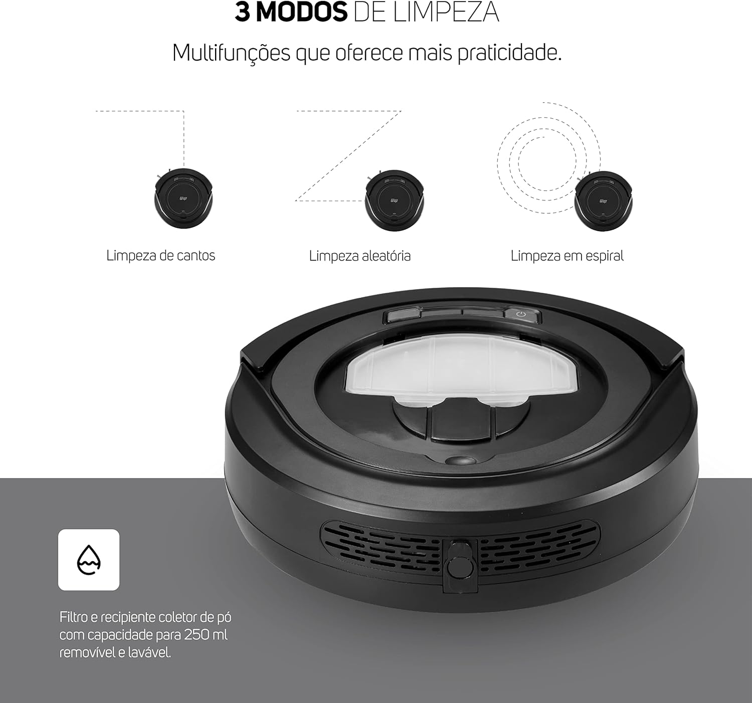 WAP Aspirador de Pó Robô ROBOT W90 3 em 1, Automático, 250ml... | É bom mesmo? Descubra antes de comprar - Image 8