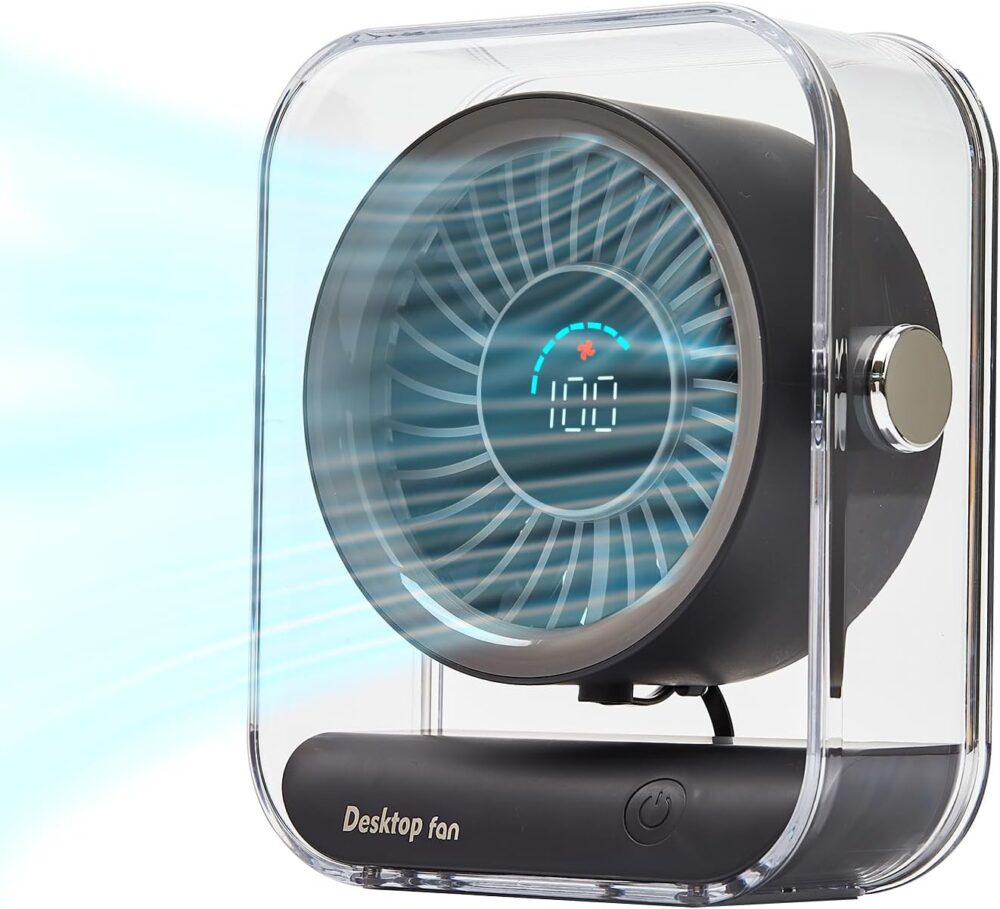 Yonchyoly Ventilador de mesa, ventilador portátil recarregáv...