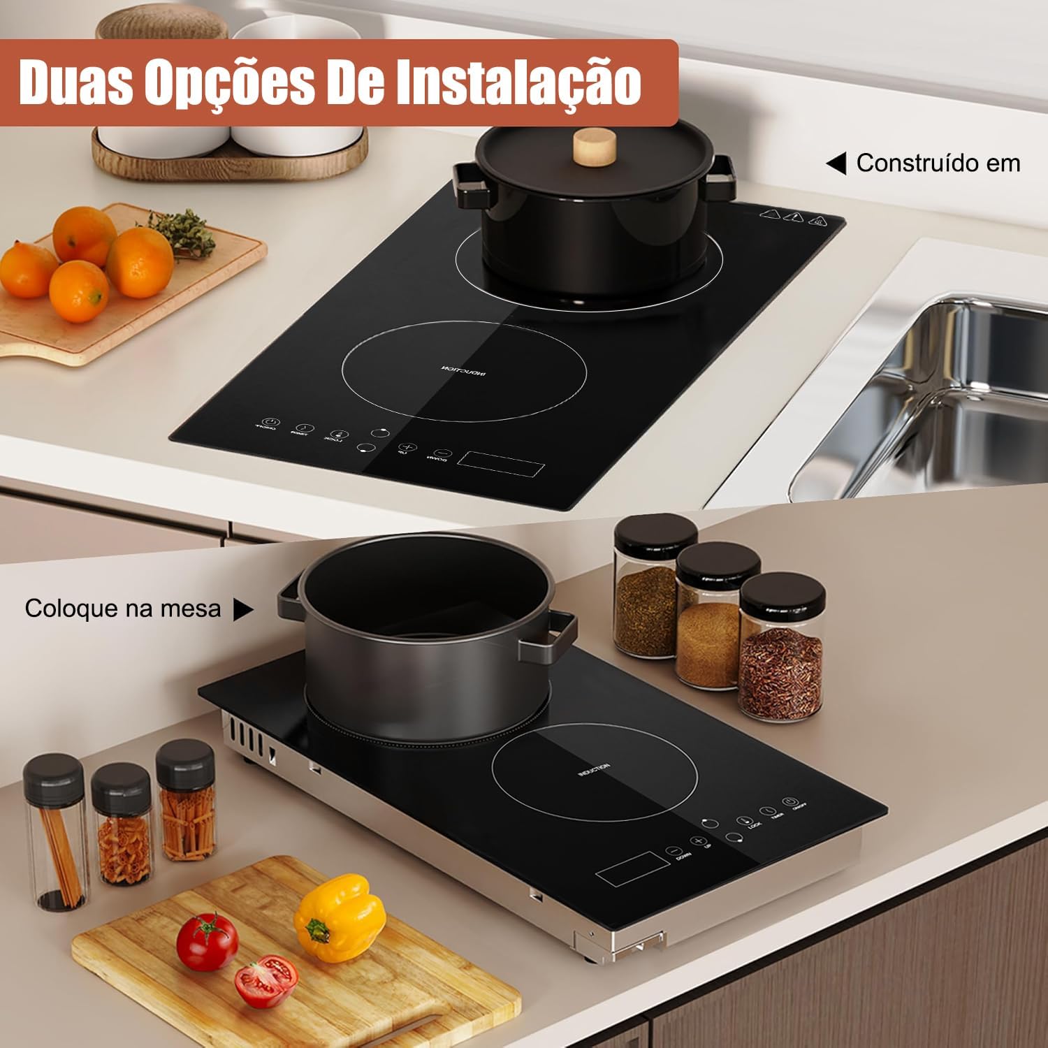Zenkon Cooktop Indução 2 Bocas, Fogão Indução Touch Screen 2... - Image 4