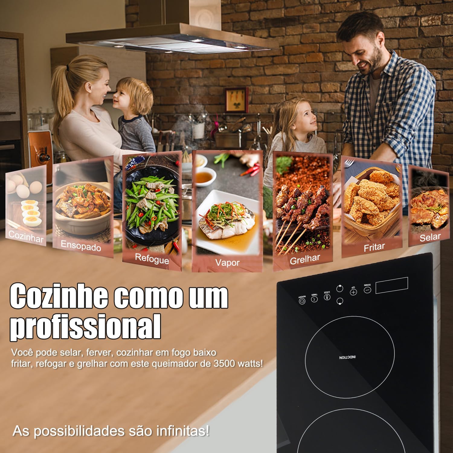 Zenkon Cooktop Indução 2 Bocas, Fogão Indução Touch Screen 2... - Image 5