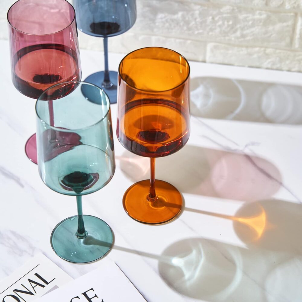 Conjunto de 4 taças de vinho de cristal quadrado colorido pa... - Image 5