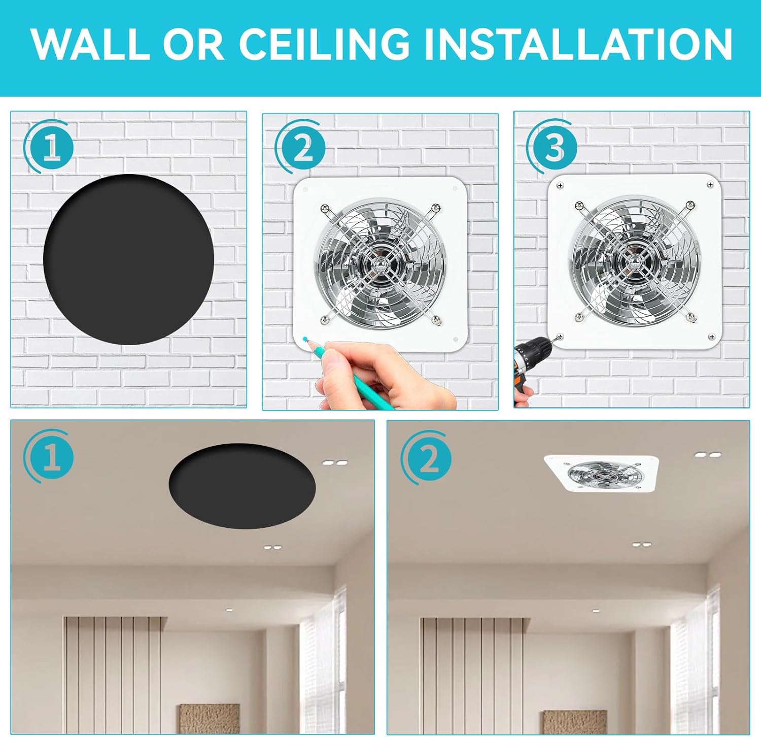 MissHoney Exaustor de 15 cm Ventilador de exaustão de janela... - Image 5