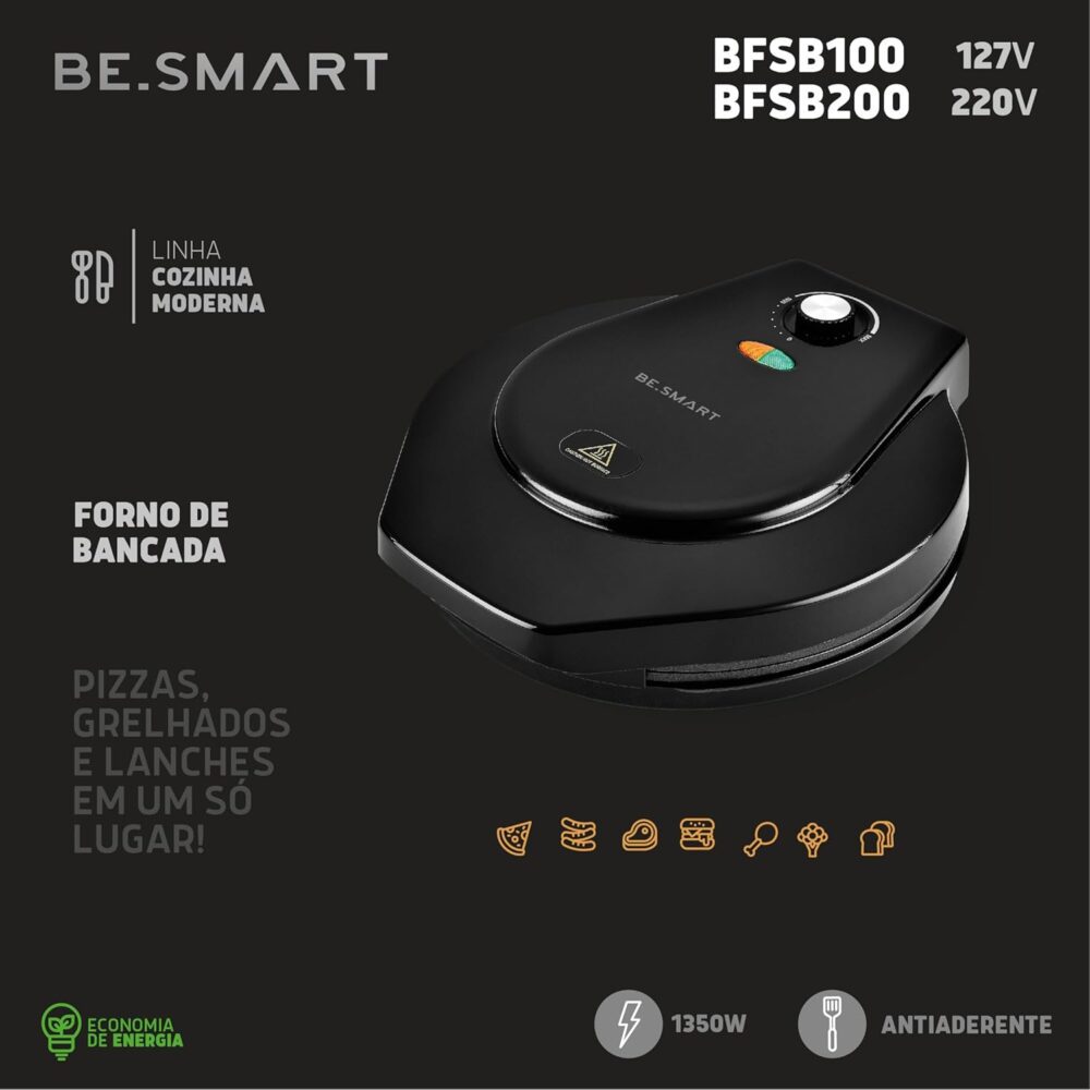 BE.SMART Forno de Bancada Elétrico 1350W Preto 127V - Image 2