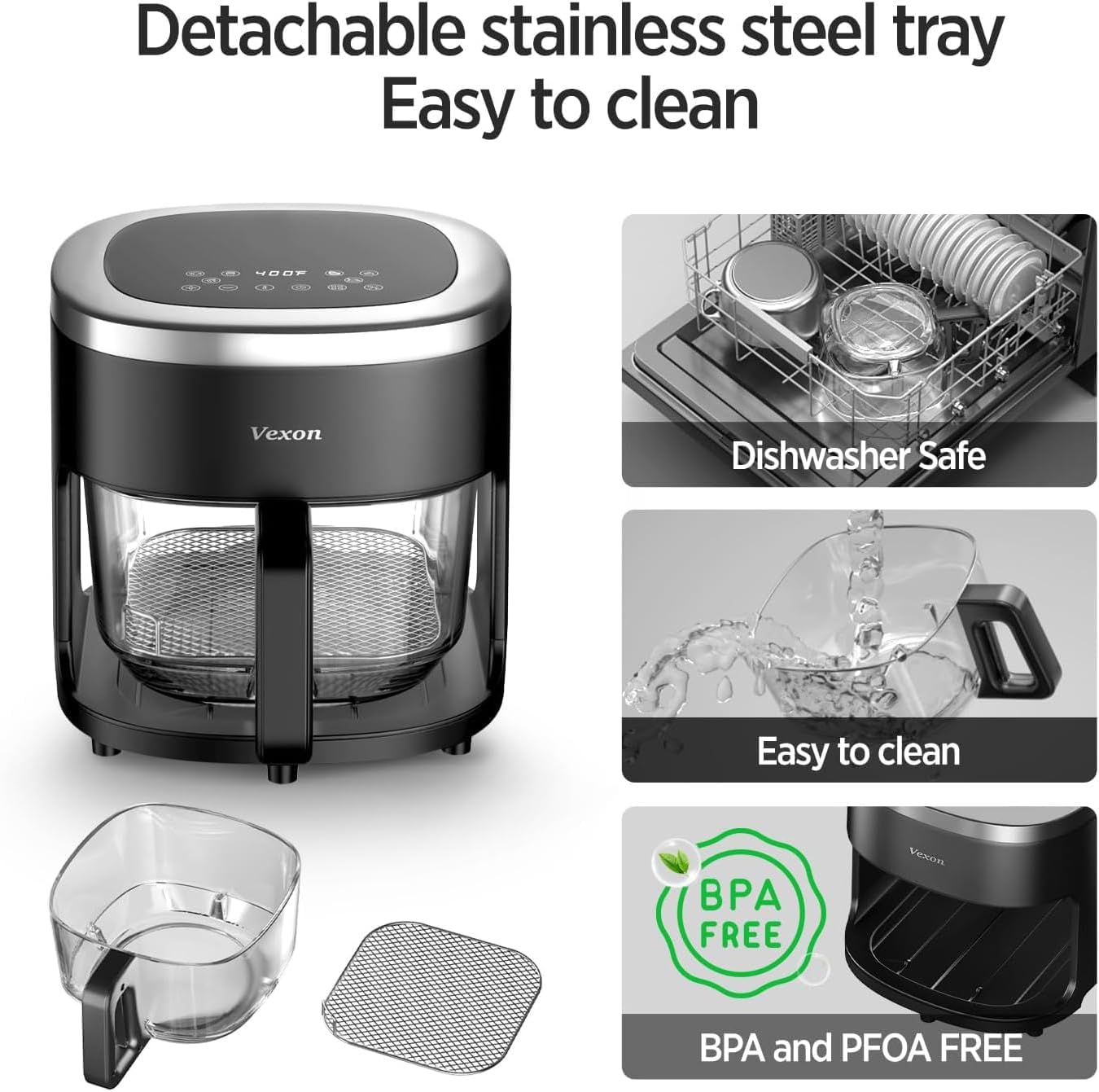 Vexon Fritadeira De Ar Vidro, 4,5 Qt Com Visor, Frita, Assa,... | É bom mesmo? Descubra antes de comprar - Image 3