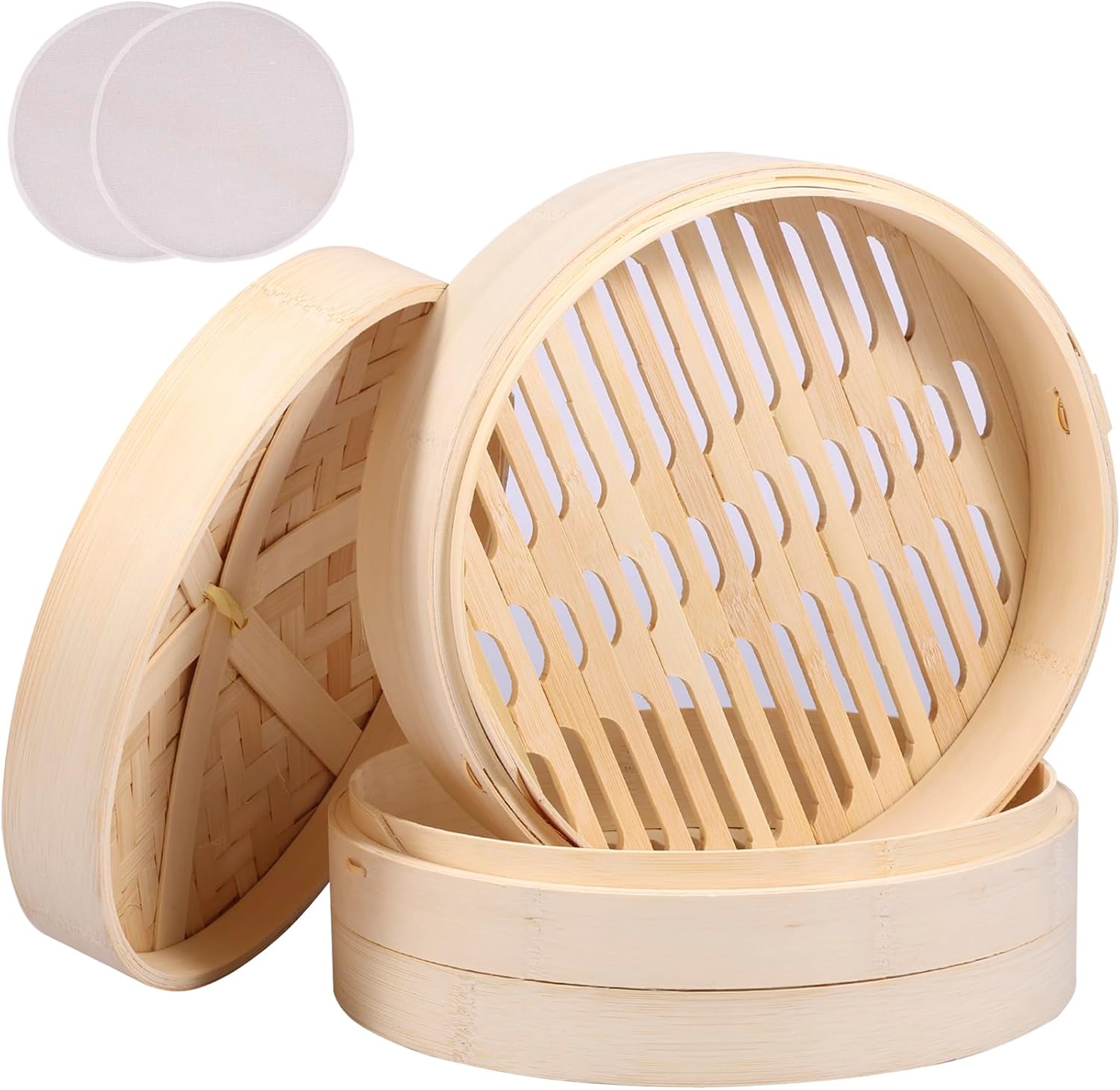 QENWKXZ Cesta de bambu para vaporizador de 1/2 camadas, feit...