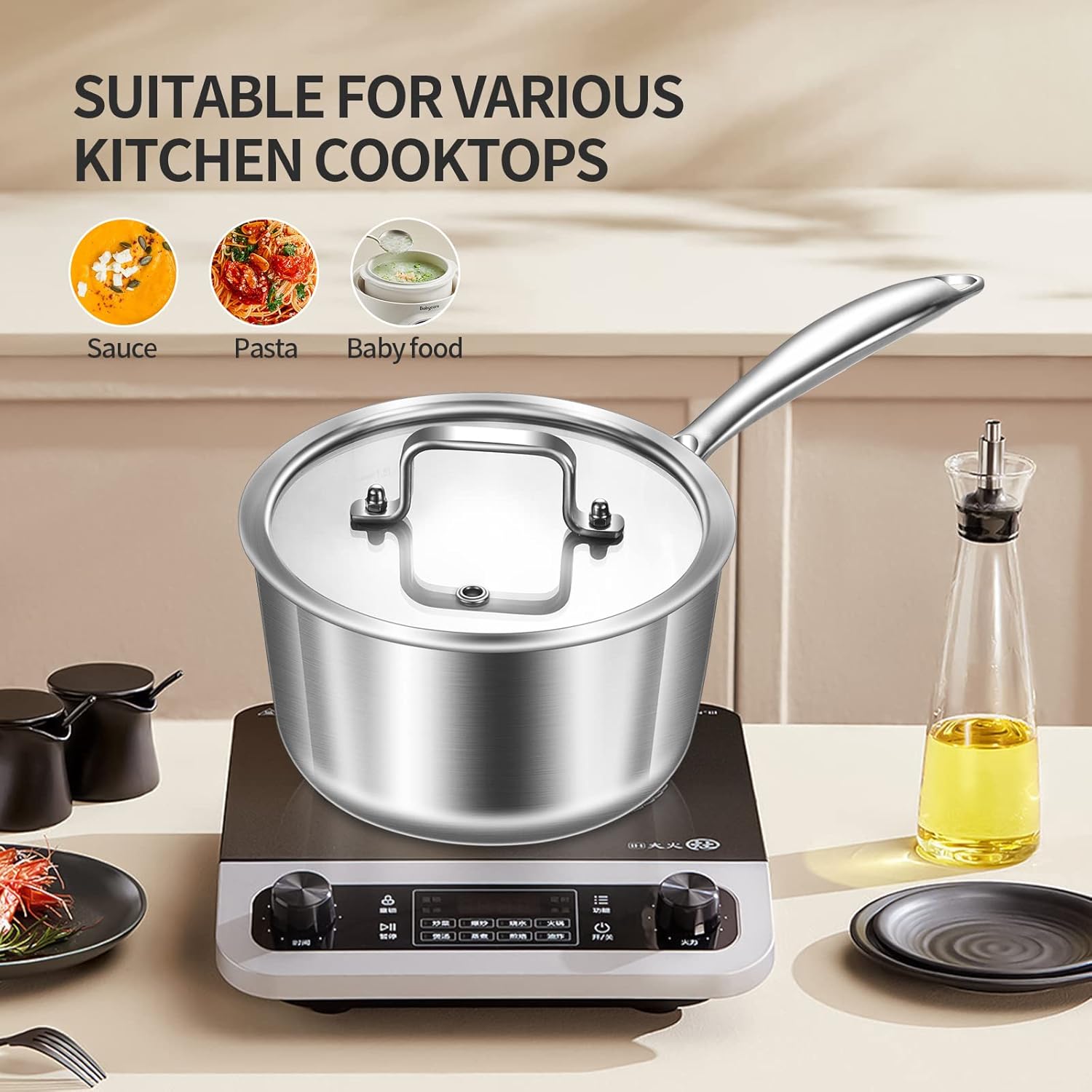 LOLYKITCH Conjunto de panelas de aço inoxidável Tri-Ply para... - Image 3