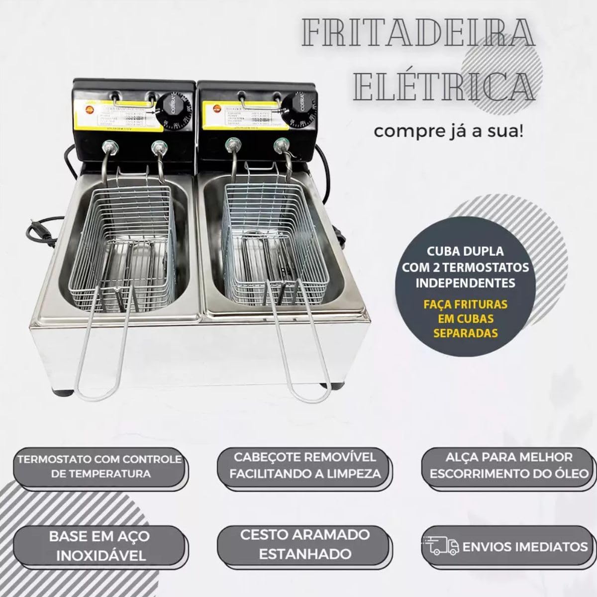 Fritadeira Elétrica Industrial a Oleo 2 Cubas 5 Litros 1500W... | É bom mesmo? Descubra antes de comprar - Image 2