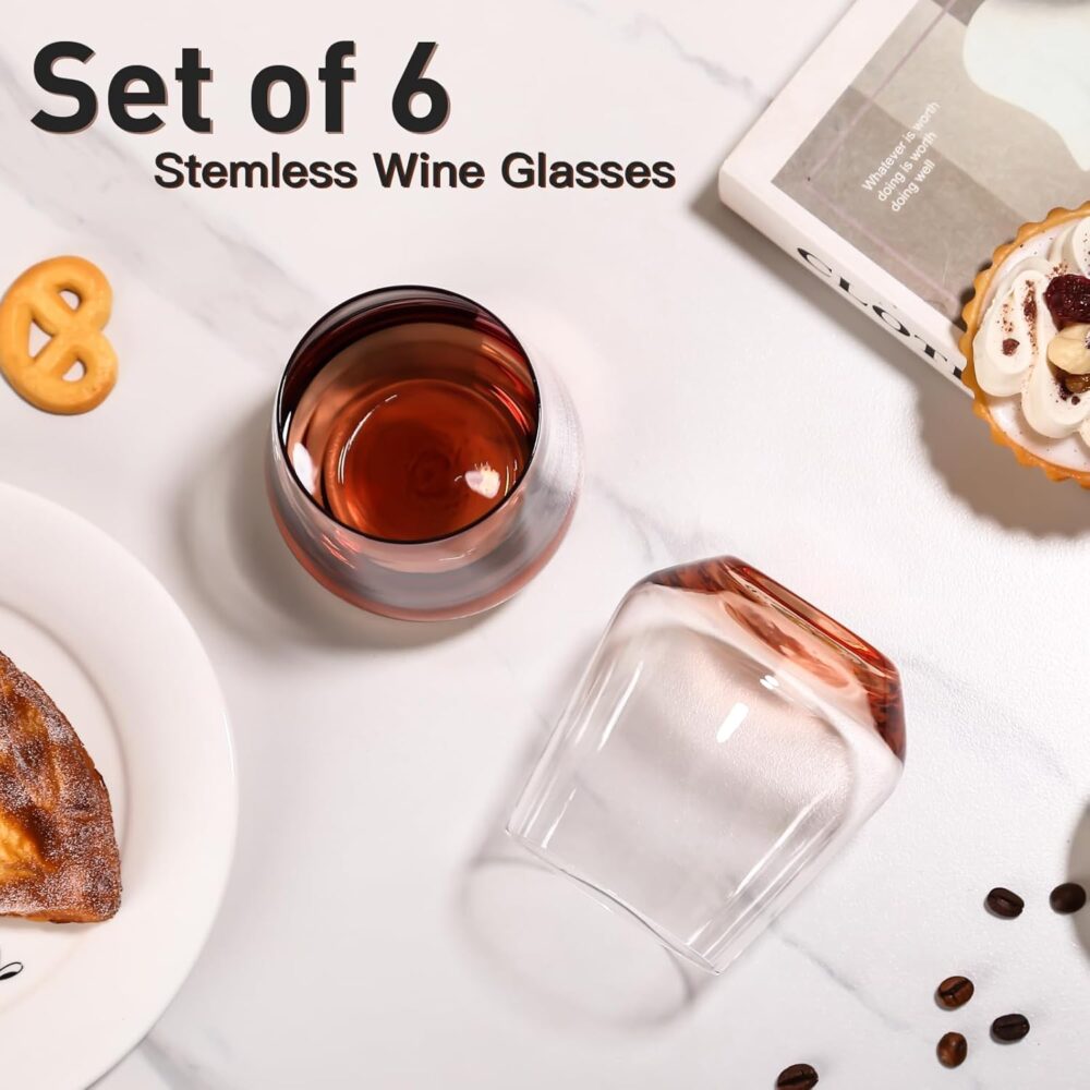 JOVGANK Conjunto de 6 taças de vinho âmbar sem haste - Copos... - Image 6