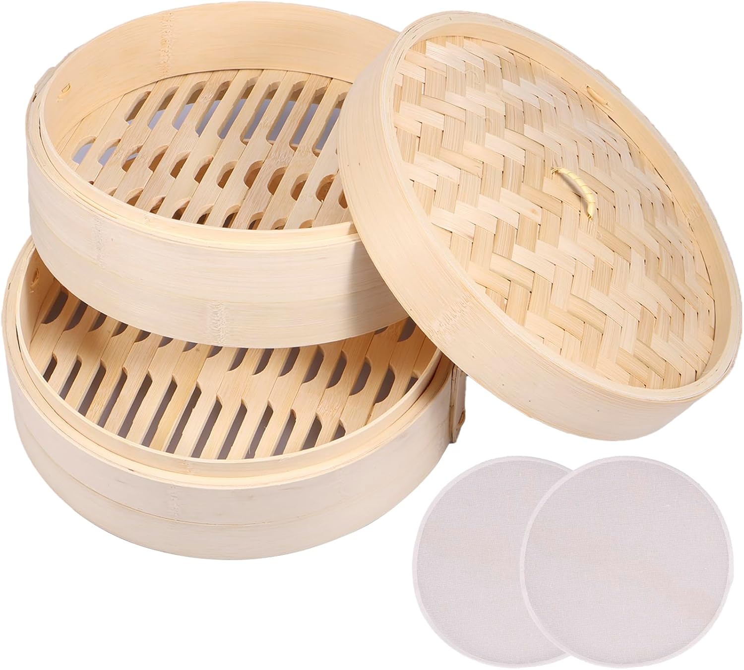 QENWKXZ Cesta de bambu para vaporizador de 1/2 camadas, feit... - Image 6