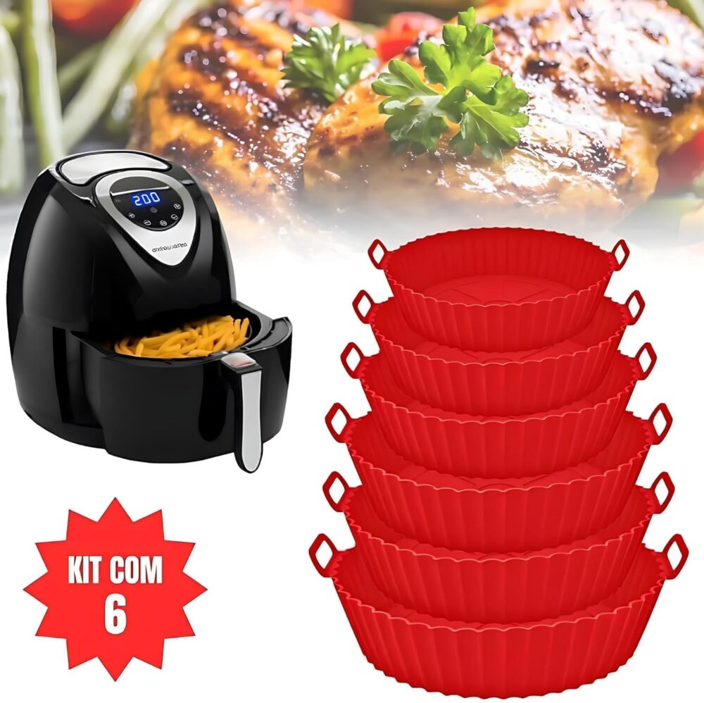 Kit 6 Formas de Silicone Reutilisáveis Redonda para Air Frye... | É bom mesmo? Descubra antes de comprar - Image 6