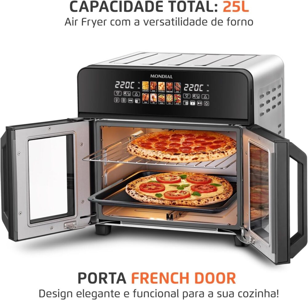 Air Fryer Forno 25L French Door, Mondial, Preto/Inox, 2000W,... | É bom mesmo? Descubra antes de comprar - Image 2