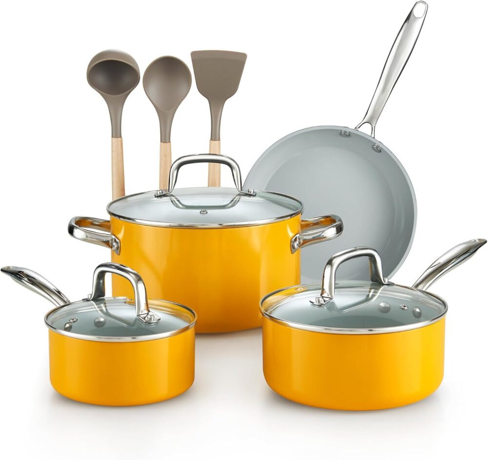 Cook N Home Conjunto de panelas e frigideiras antiaderentes,...