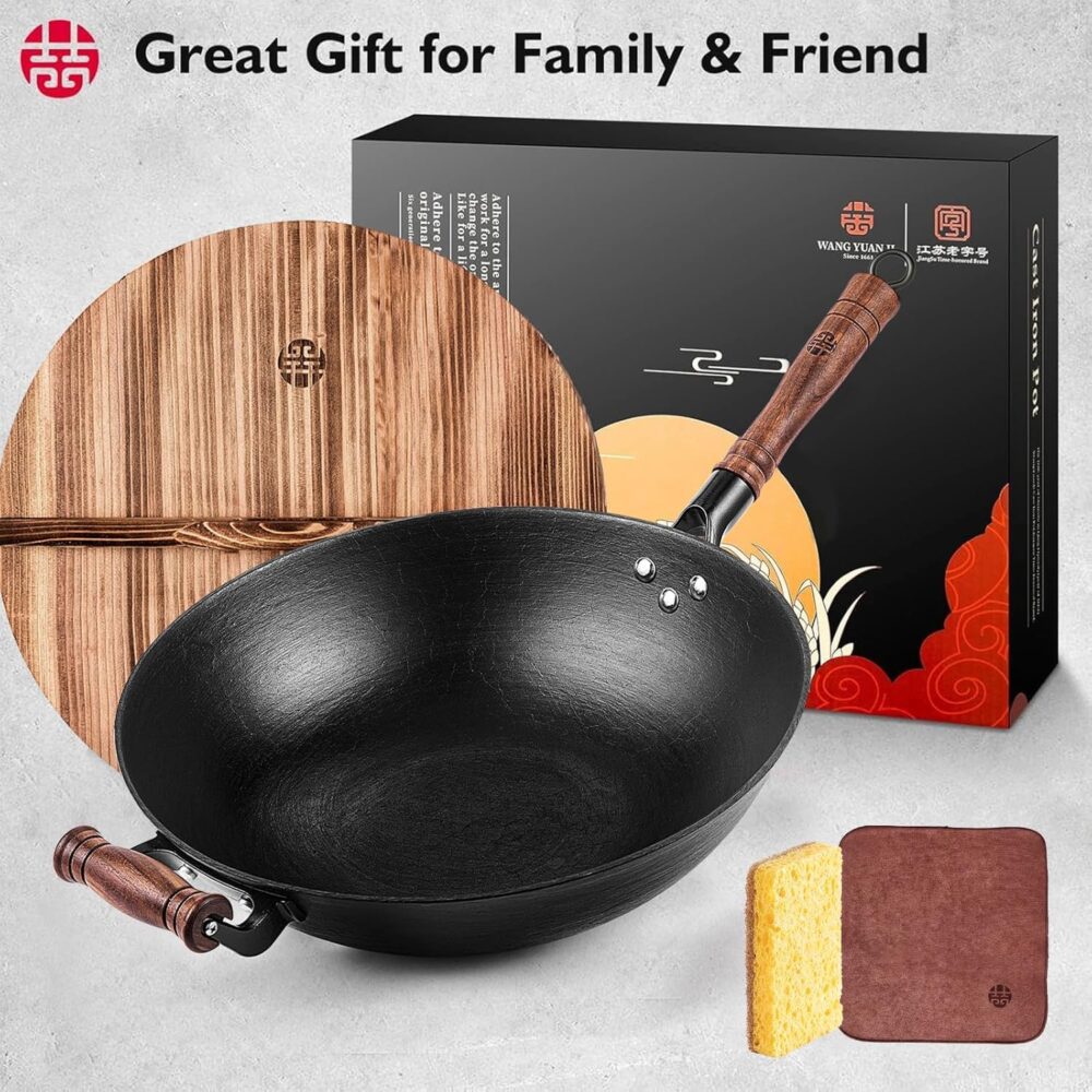 WANGYUANJI Frigideira Wok de ferro fundido grande de 36 cm f... - Image 7