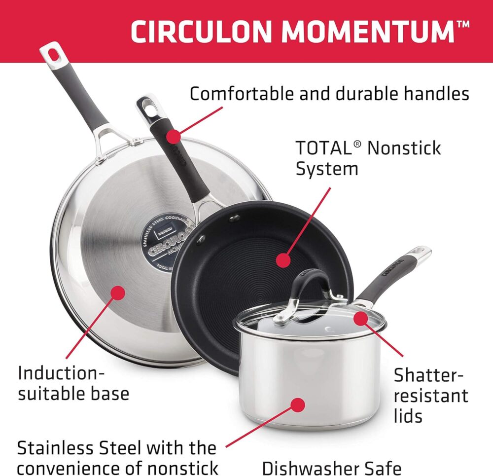 Circulon Panela de aço inoxidável Momentum com tampa, 2 litr... - Image 6