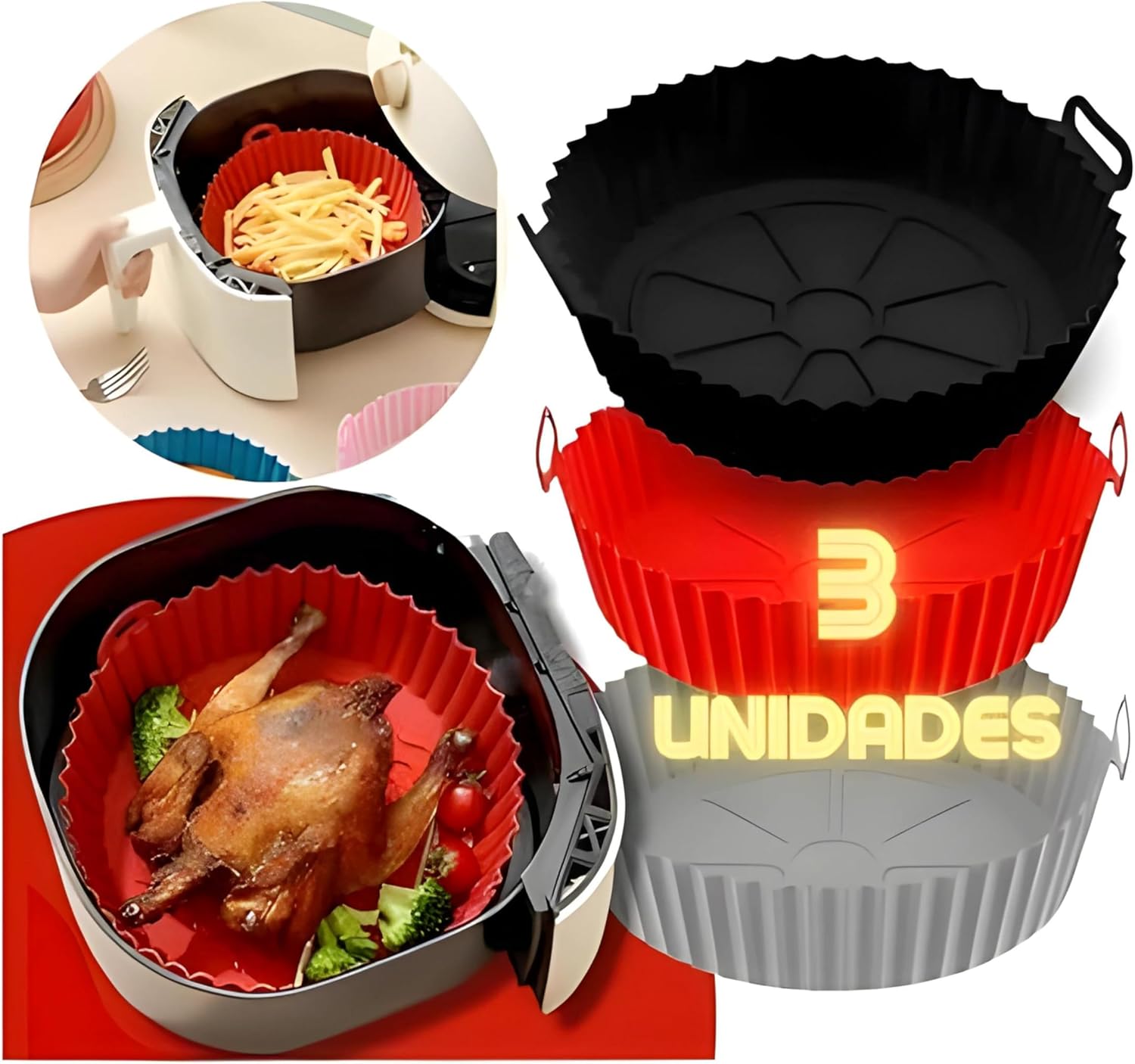 Kit 3 formas de silicone para air fryer Airfryer cesta formi... | É bom mesmo? Descubra antes de comprar