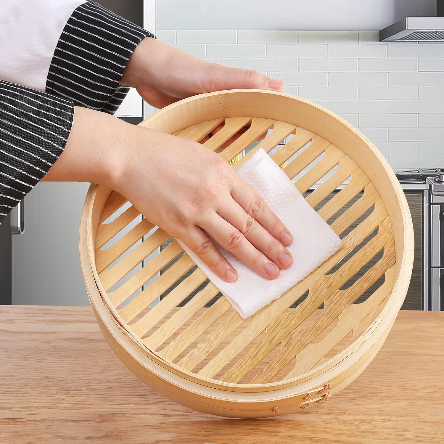 HAPPI STUDIO Vaporizador de bambu, 25 cm, vaporizador de ali... - Image 9