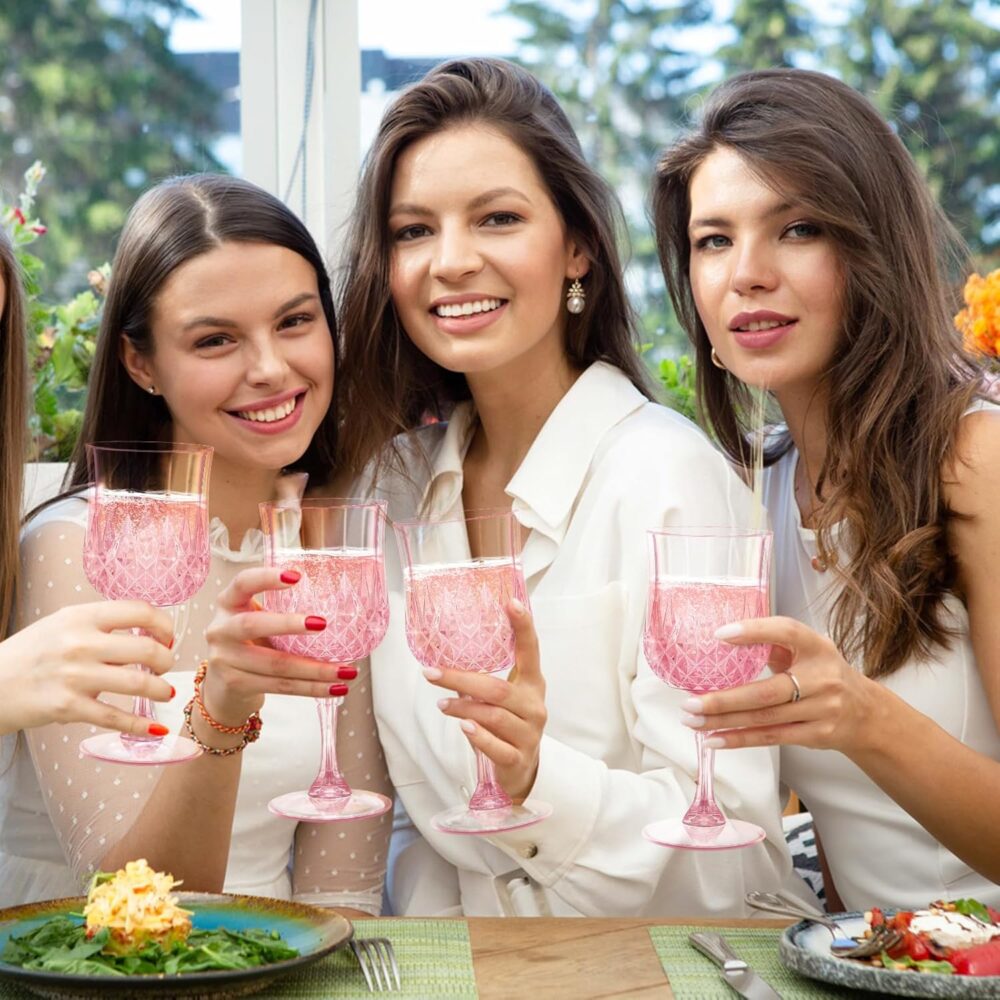 24 peças de taças de vinho rosa, taças descartáveis de plást... - Image 5
