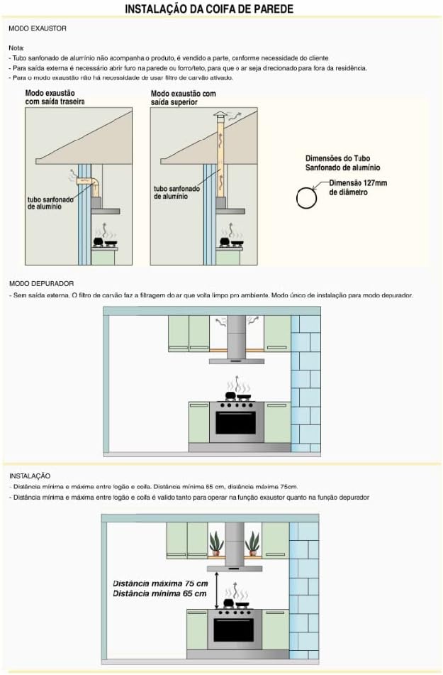 Coifa Nardelli de Parede Clean Vidro Curvo Black 70cm - Image 4