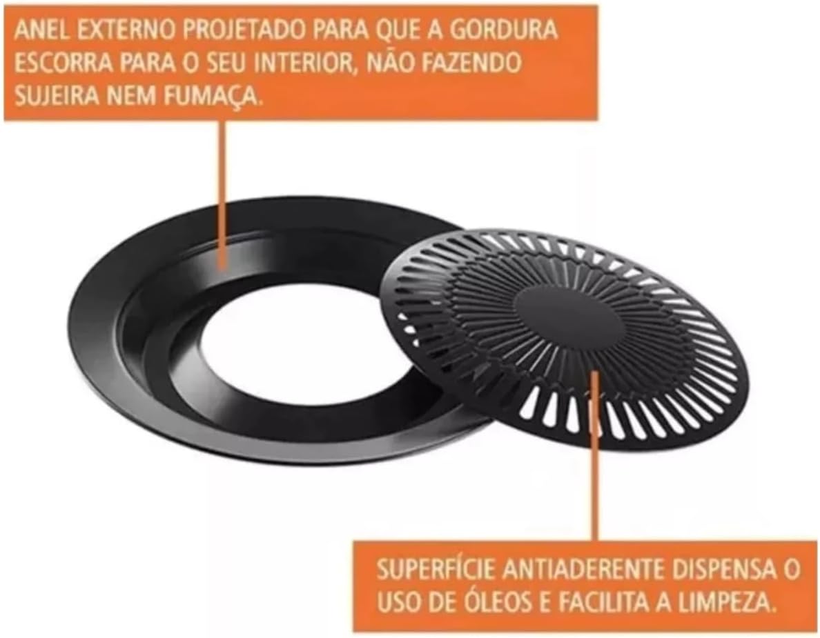 Churrasqueira de Fogão Sem Fumaça, 32 cm, Preta - Image 5