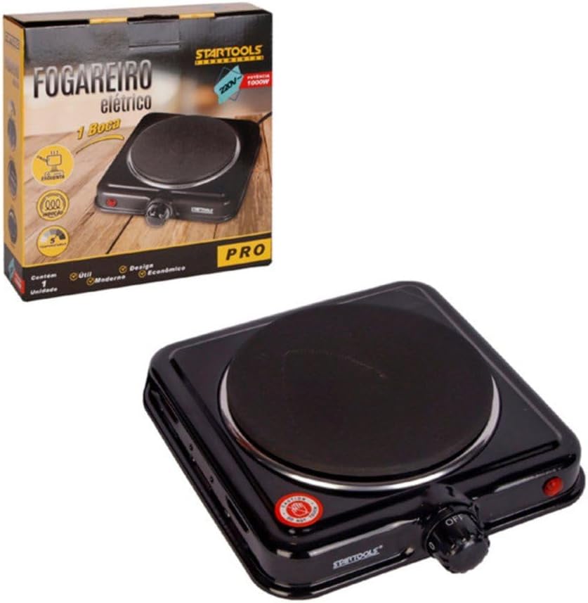 Fogão Cooktop Elétrico Uma Boca Portátil Fogareiro Mesa Camp...