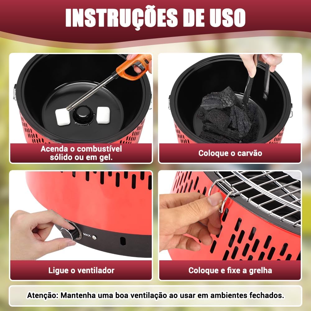 Portatil Churrasqueira Carvao, Table Grill, Braseiro Esmalta... - Image 5