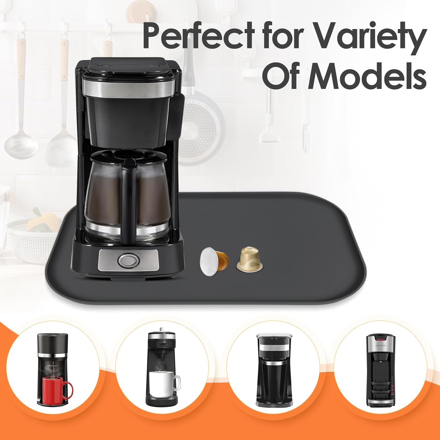 TOHONFOO Tapete de silicone para cafeteira com bordo, 43 cm ... - Image 5