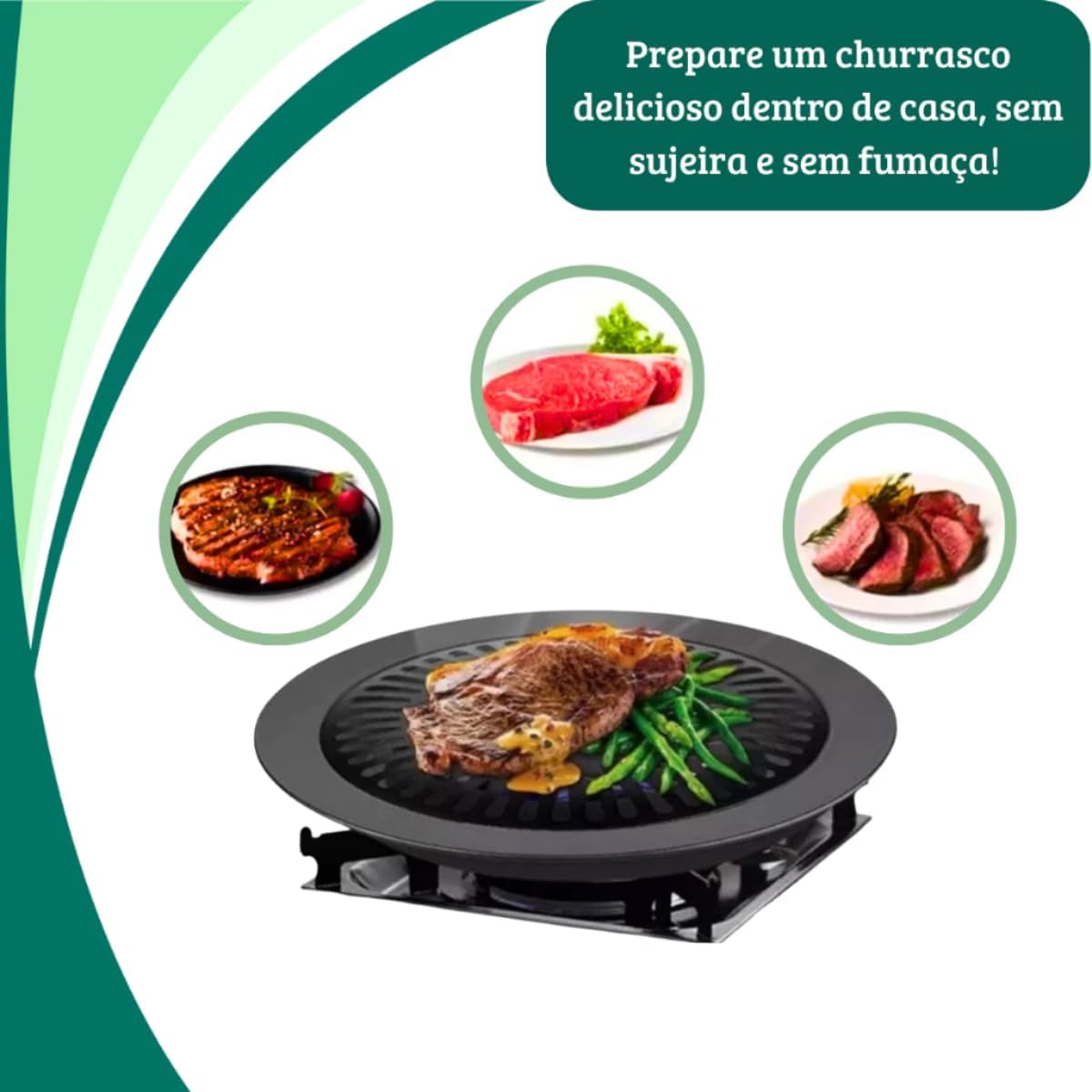 Churrasqueira de Fogão Sem Fumaça, 32 cm, Preta - Image 3