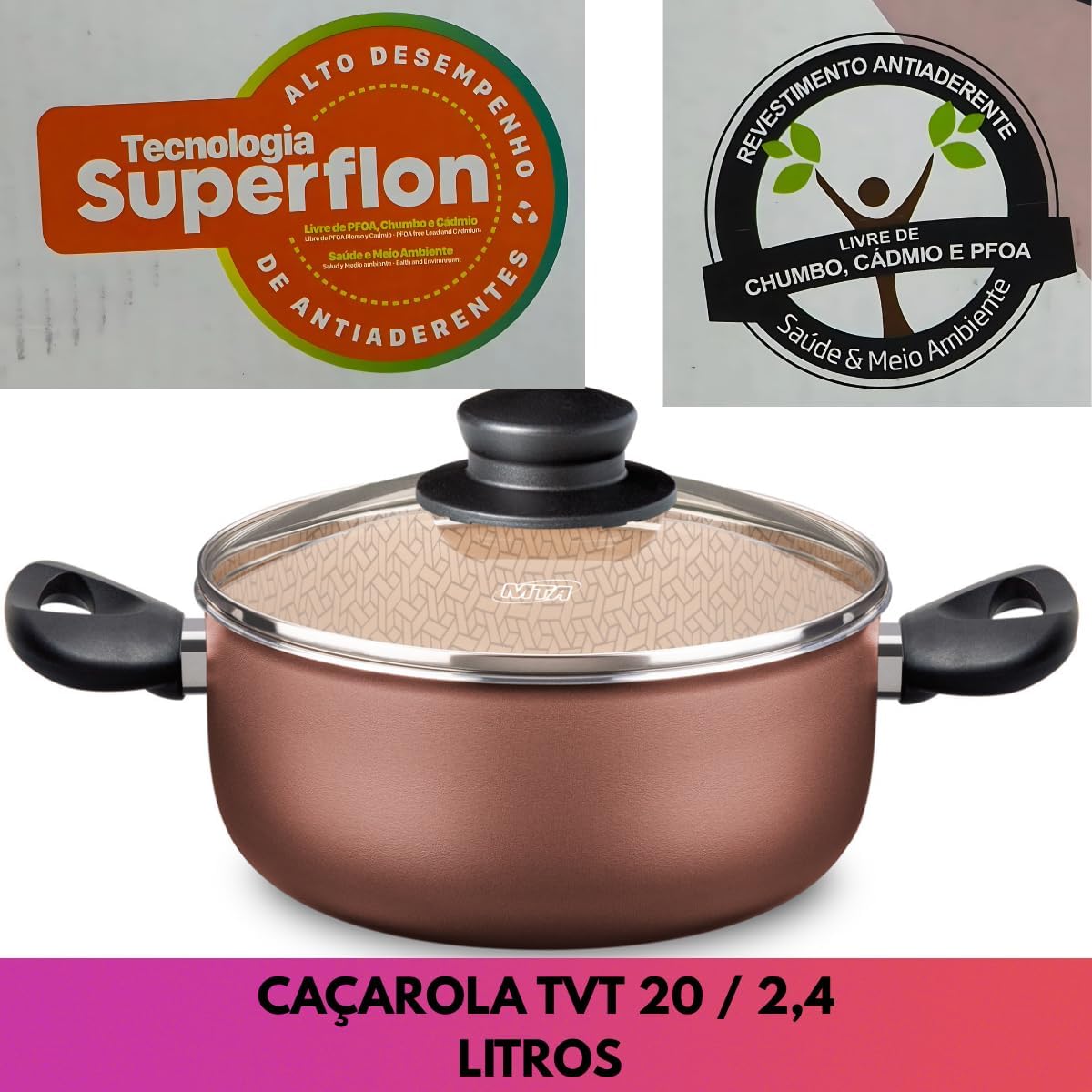 Conjunto de Panelas safira Antiaderente, 5 Peças, Vermelho C... - Image 3