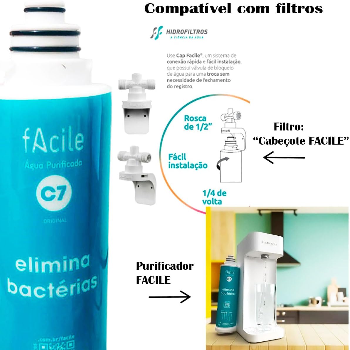 Hidrofiltros, Kit 2 Refil Filtro Facile C7 Antibacteriano Pu... | É bom mesmo? Descubra antes de comprar - Image 6