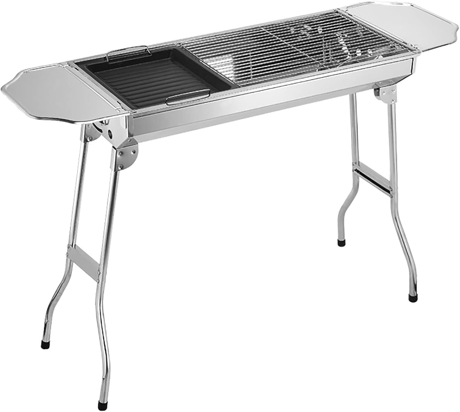Grelha a carvão churrasqueira aço inoxidável churrasco fumad...