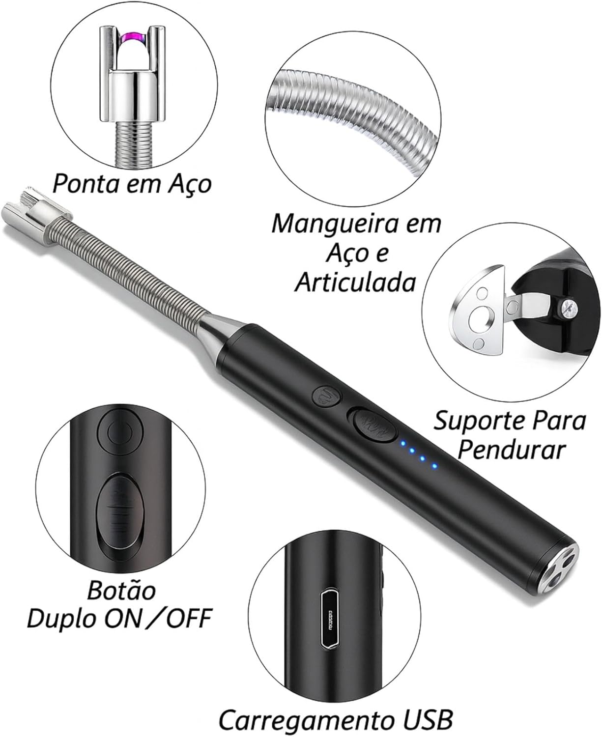 Isqueiro Acendedor Elétrico Recarregável USB para Fogão, Vel... - Image 8