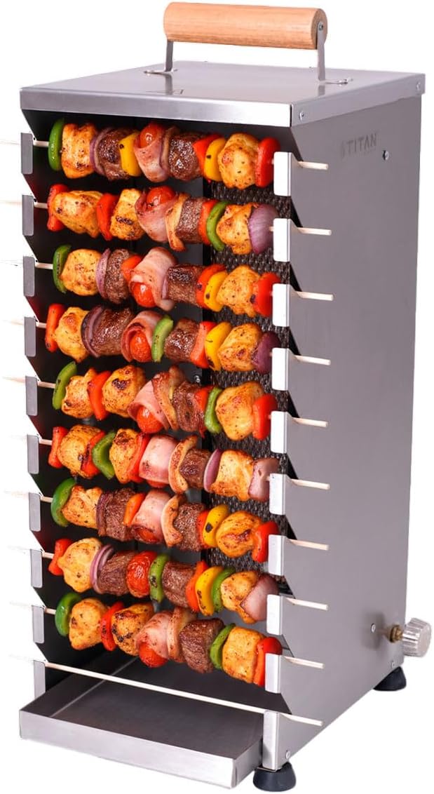 Churrasqueira para 10 Espetinhos Gás GLP Inox Portátil Titan