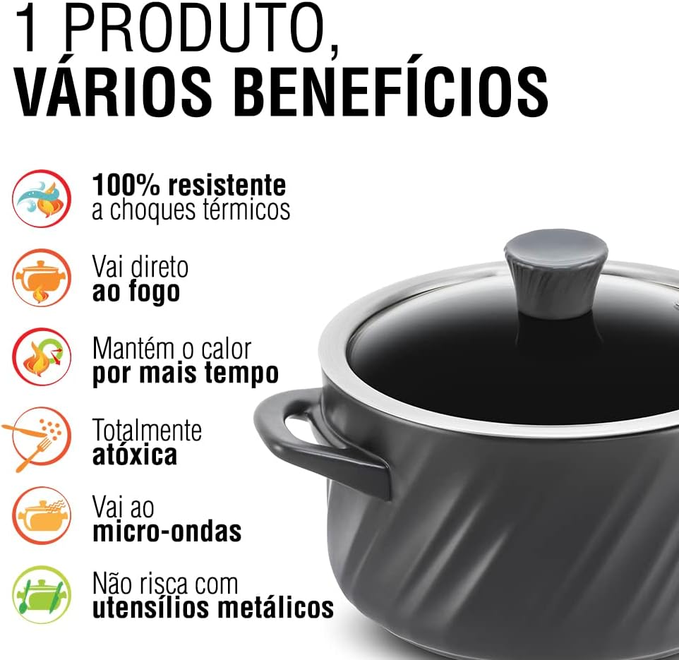 Ceraflame Caçarola de Cerâmica Baixa Twist 24cm 3500ml Matte - Image 8