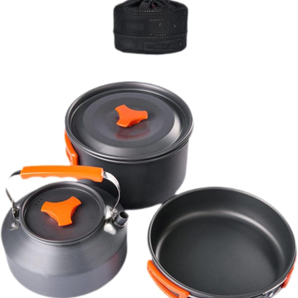 harayaa 3x conjunto de cozinha acampamento panelas kit bagun...
