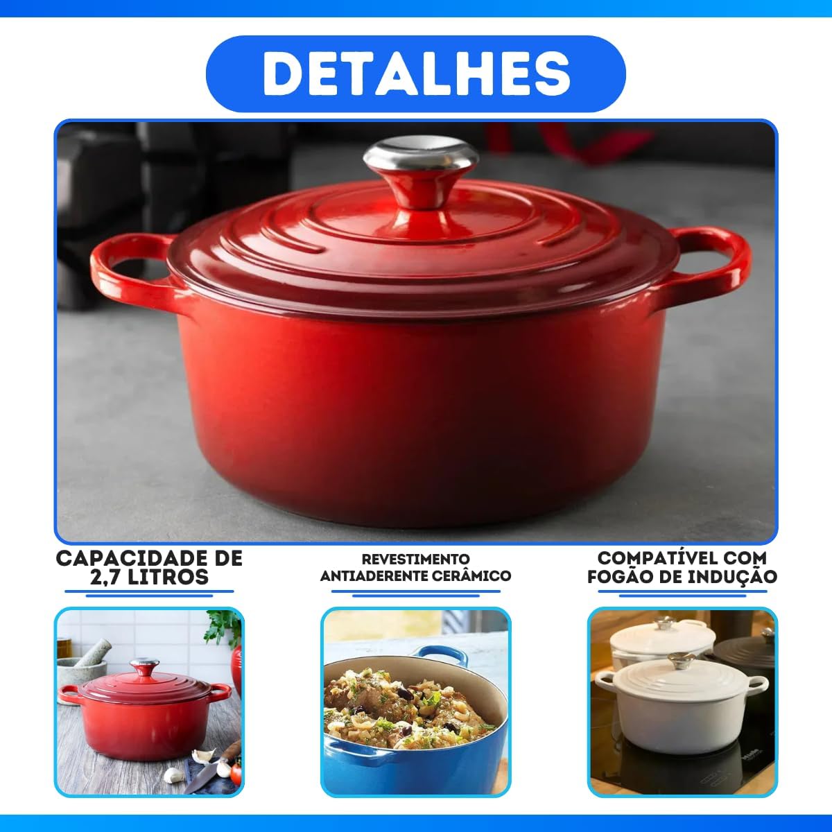 Panela Caçarola Revestimento Nanocerâmico 20cm Florença Anti... - Image 4