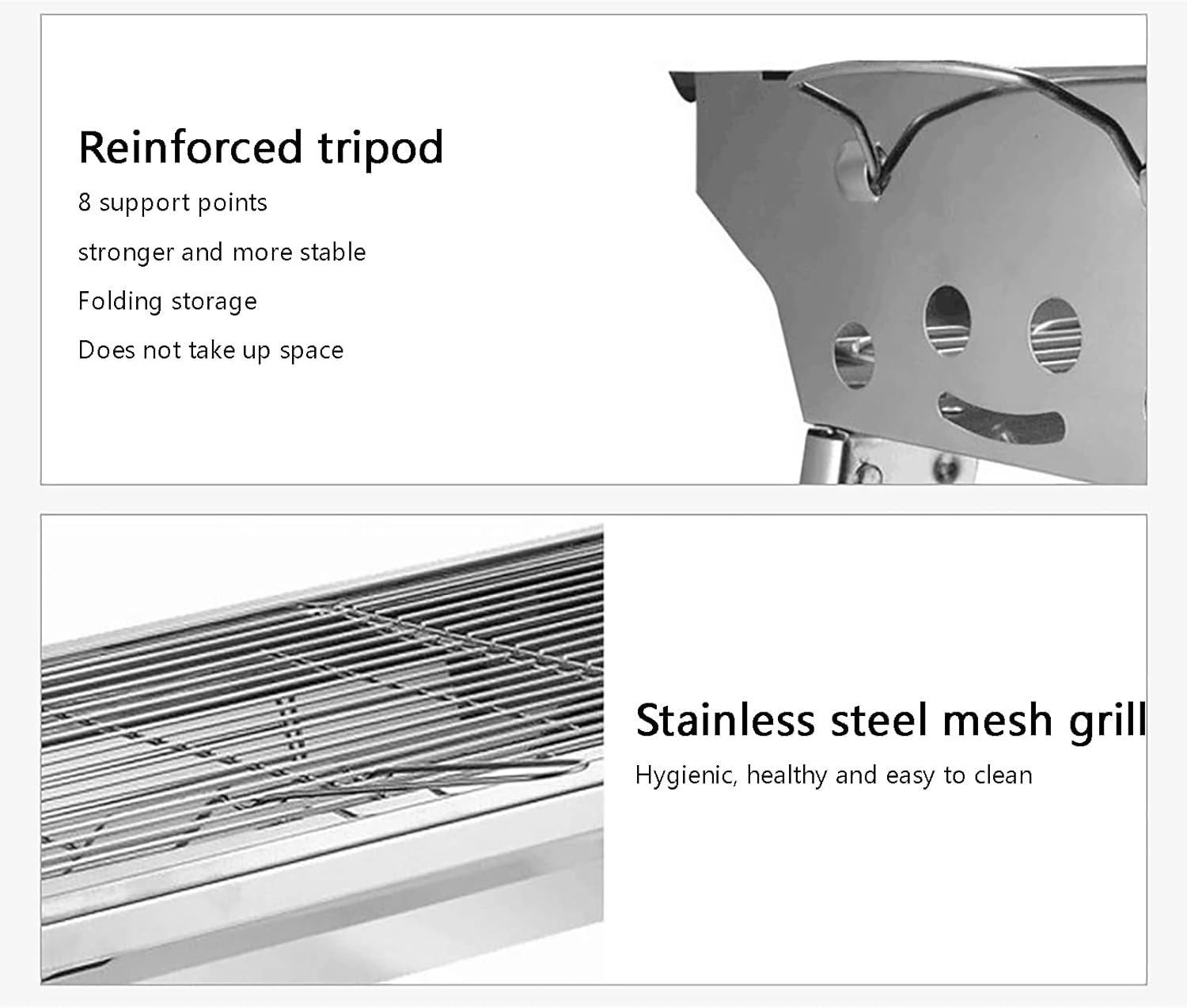 Grelha a carvão churrasqueira aço inoxidável churrasco fumad... - Image 6