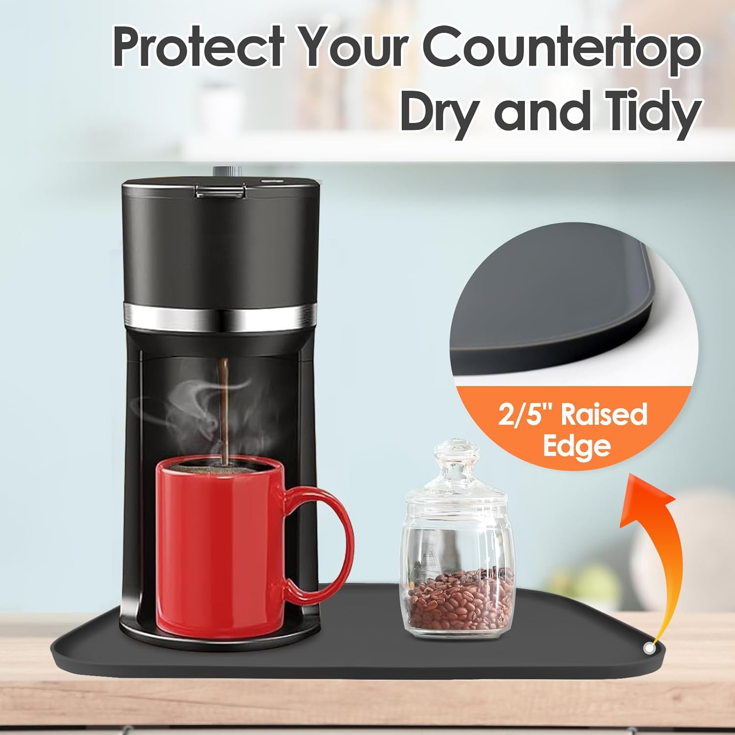 TOHONFOO Tapete de silicone para cafeteira com bordo, 43 cm ... - Image 3