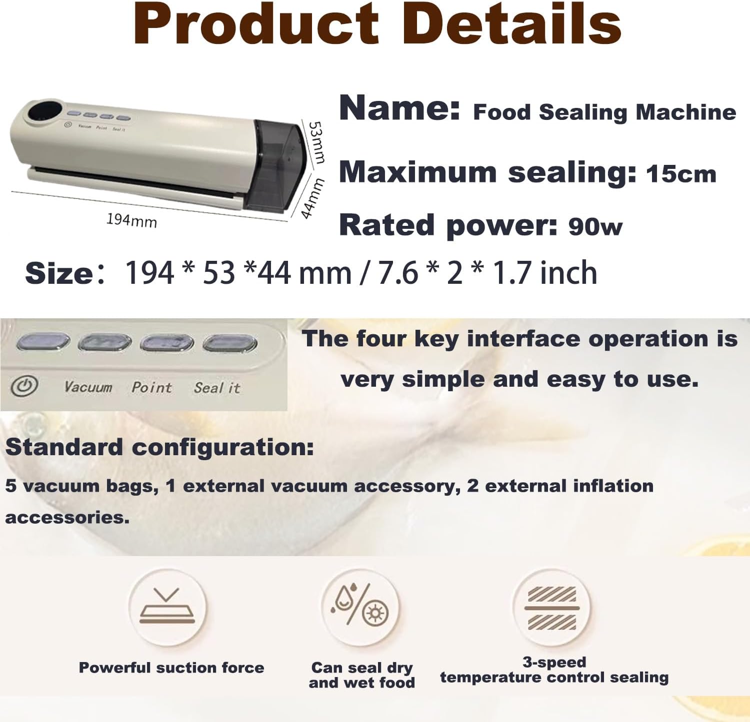 Máquina seladora a vácuo para armazenamento de alimentos, po... - Image 7