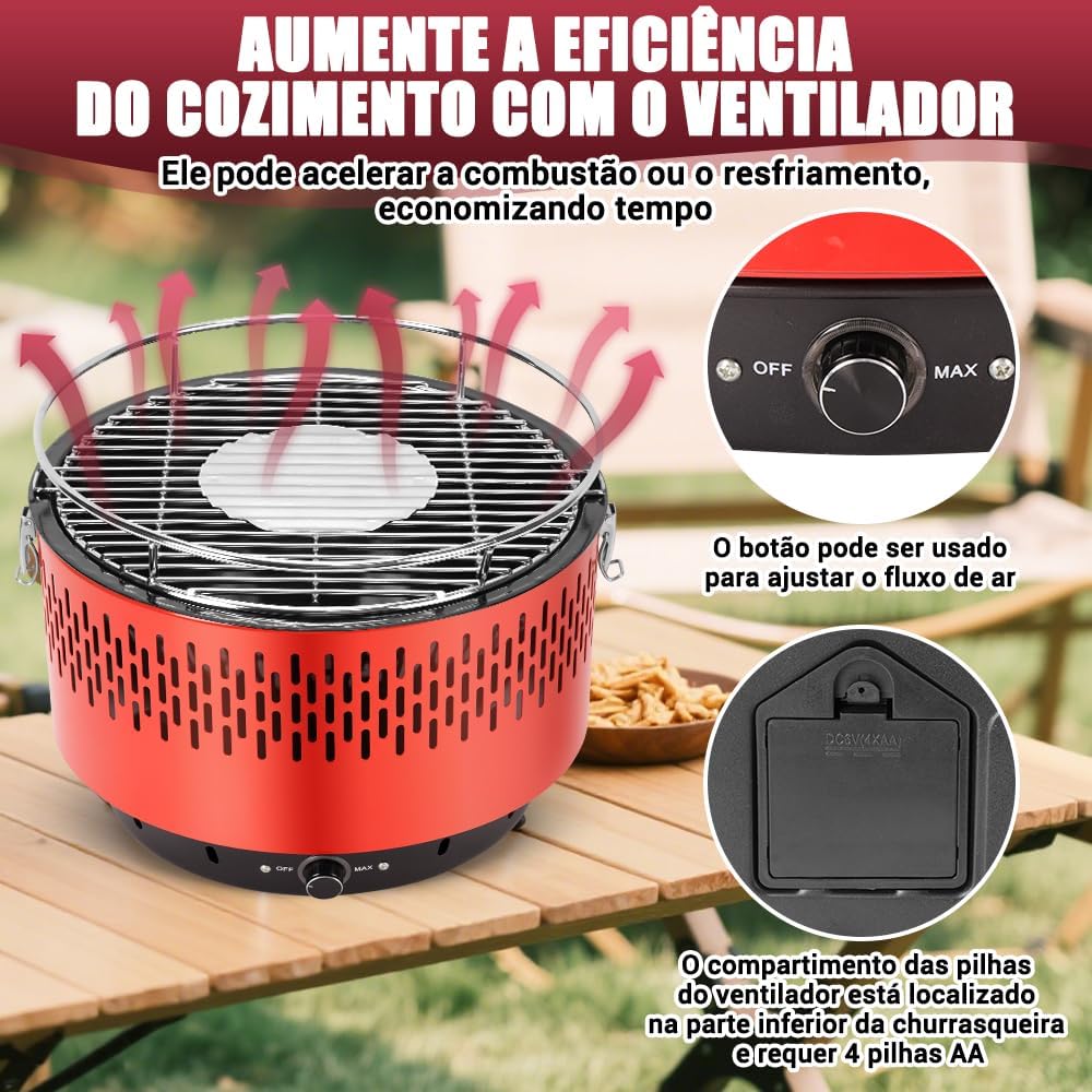 Portatil Churrasqueira Carvao, Table Grill, Braseiro Esmalta... - Image 4