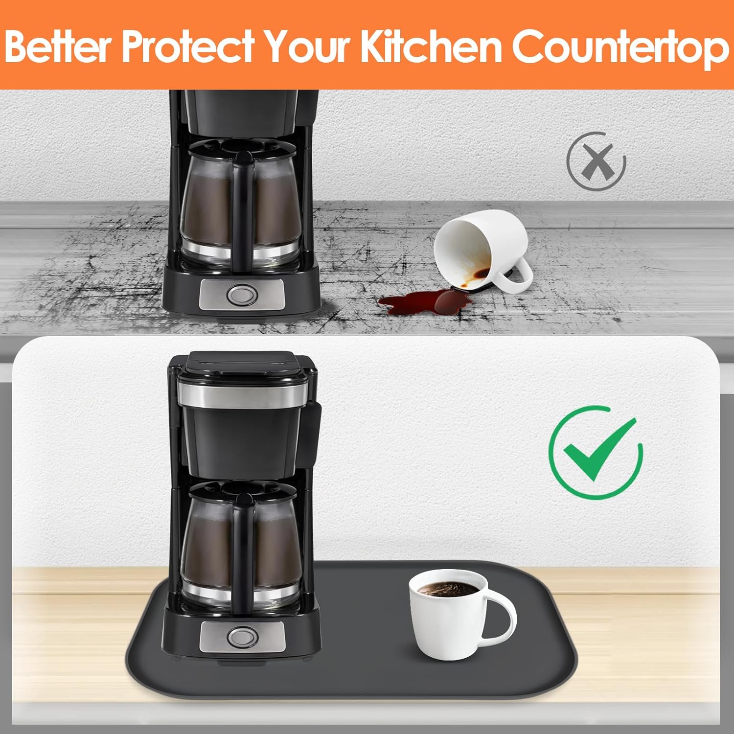 TOHONFOO Tapete de silicone para cafeteira com bordo, 43 cm ... - Image 2