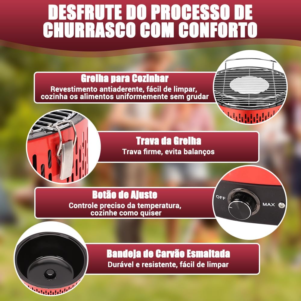 Portatil Churrasqueira Carvao, Table Grill, Braseiro Esmalta... - Image 3