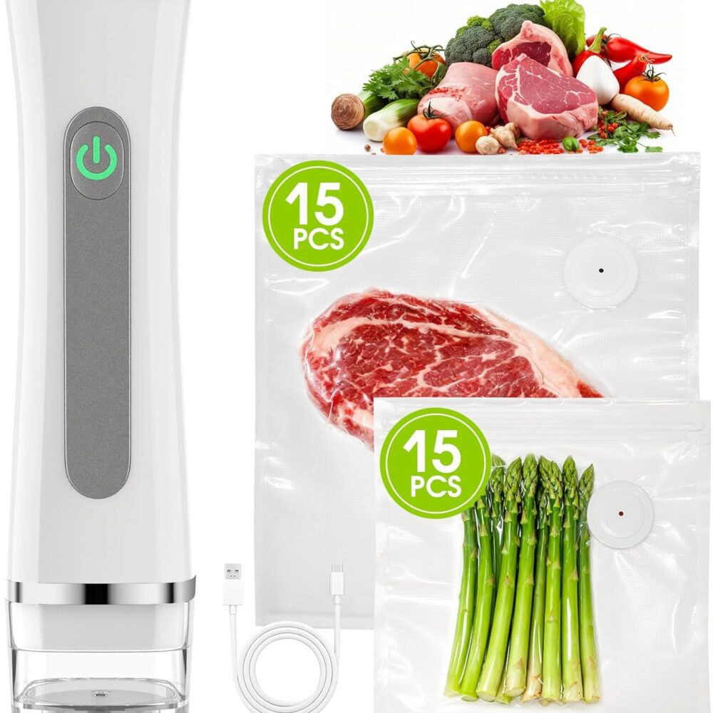 Seladora a vácuo para alimentos com 30 sacos reutilizáveis, ...