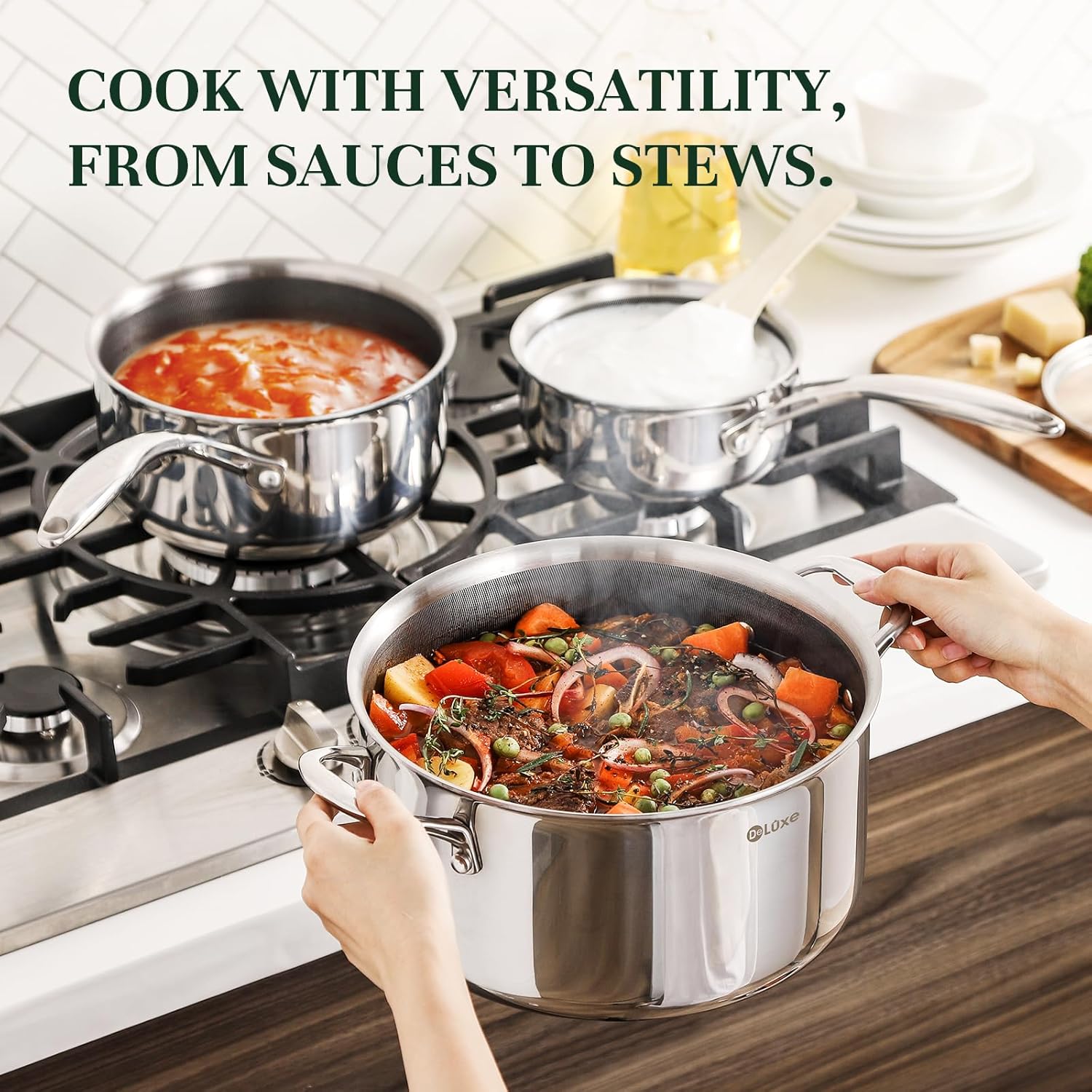 DELUXE Conjunto de panelas híbridas antiaderentes de 6 peças... - Image 8