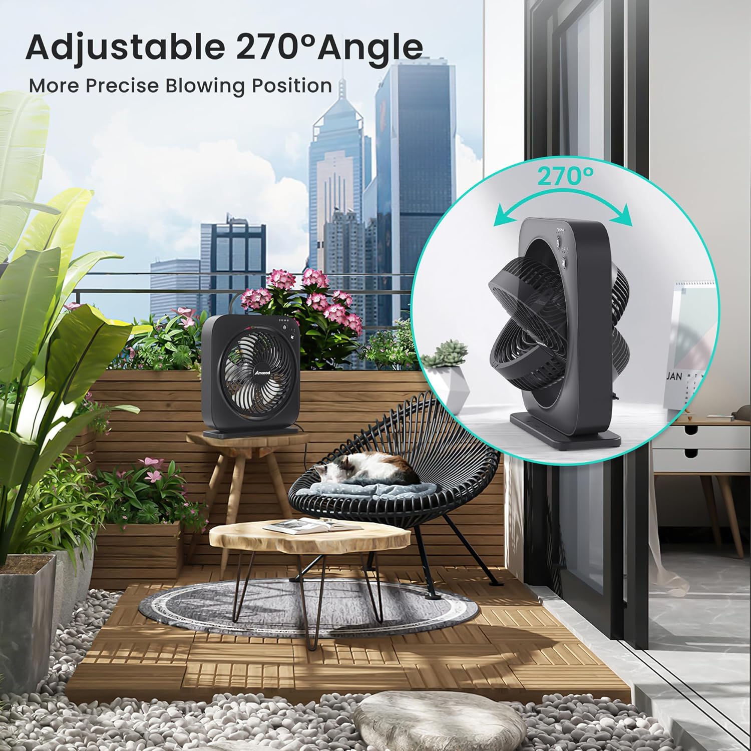 AMACOOL Ventilador de mesa, ventilador de caixa de 30,5 cm c... - Image 5