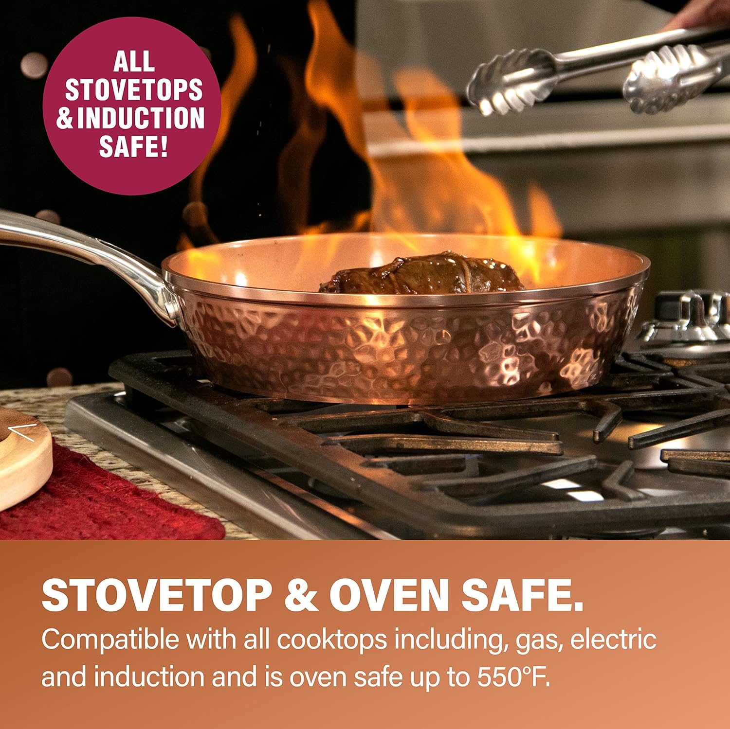 Gotham Steel Coleção Hammered Copper – Conjunto de panelas e... - Image 5