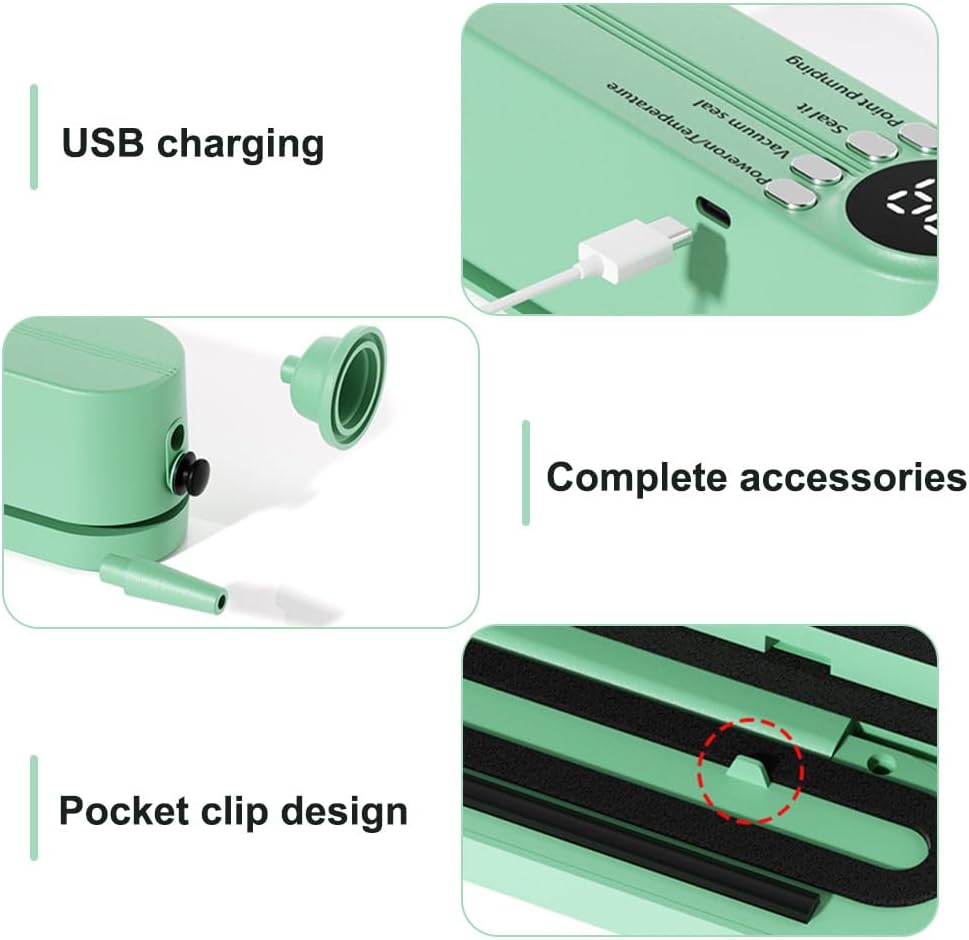 Mini seladora de bolsa, seladora a vácuo portátil sem fio co... - Image 4