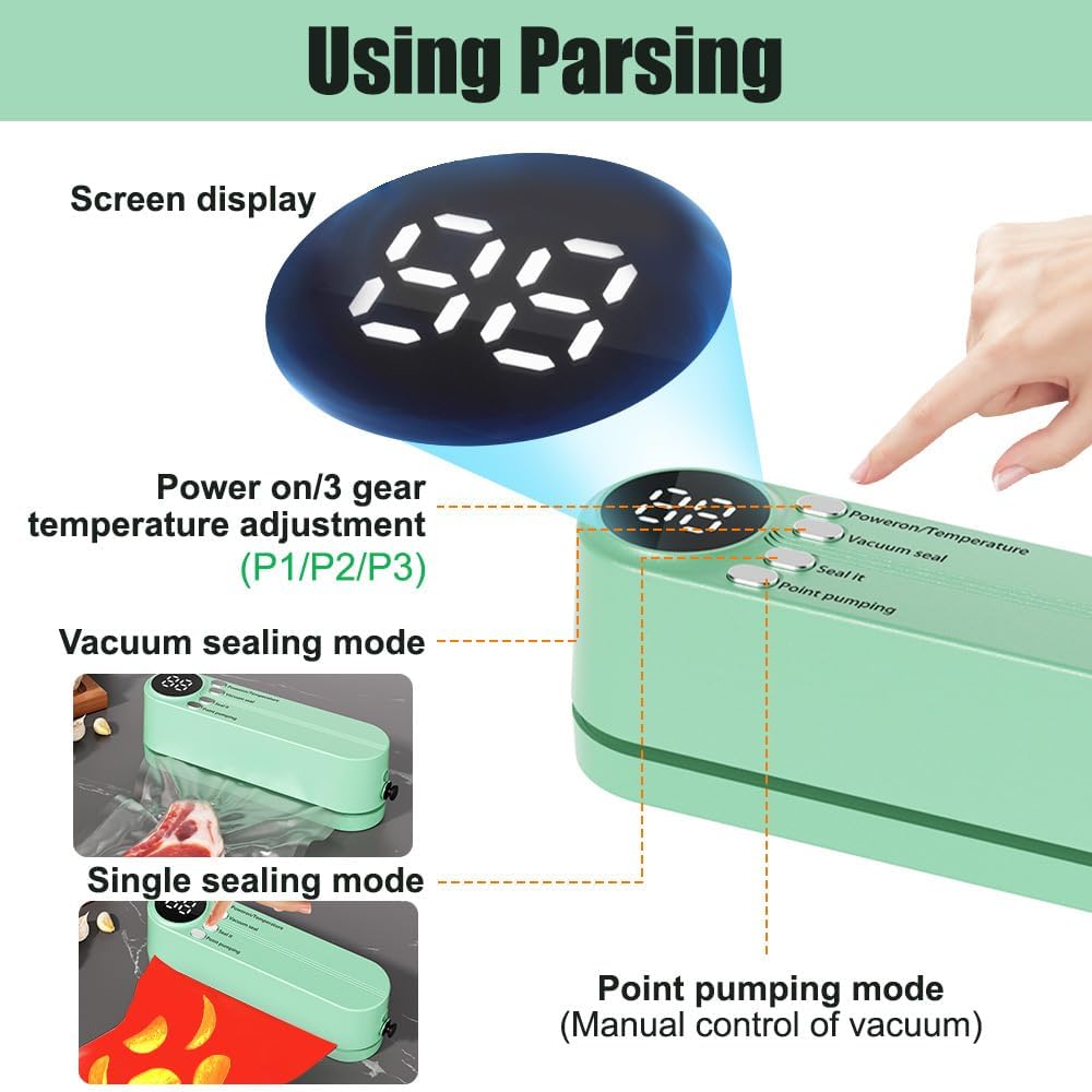 Mini seladora de bolsa, seladora a vácuo portátil sem fio co... - Image 5