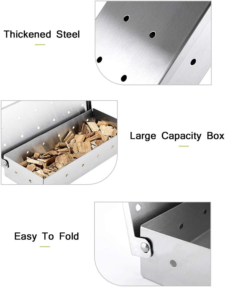 Caixa de defumador para churrasco, lascas de madeira, aço in... - Image 3