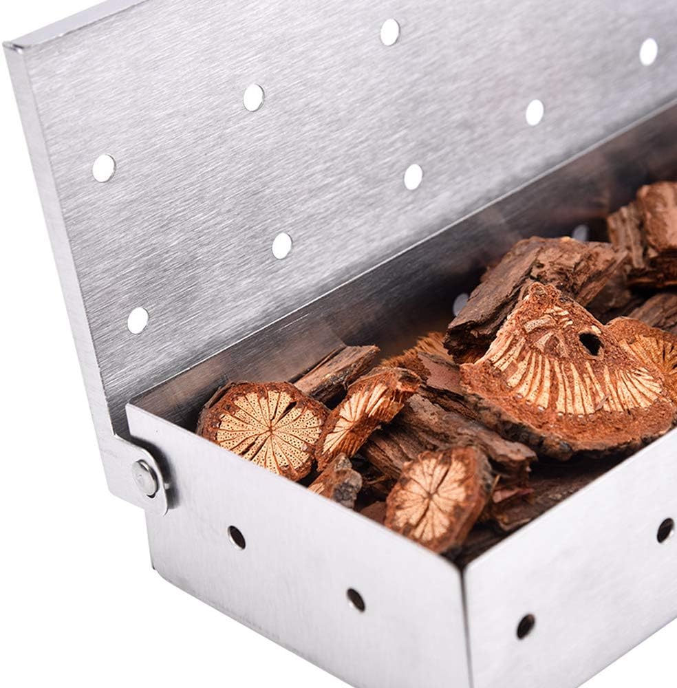 Caixa de defumador para churrasco, lascas de madeira, aço in... - Image 4