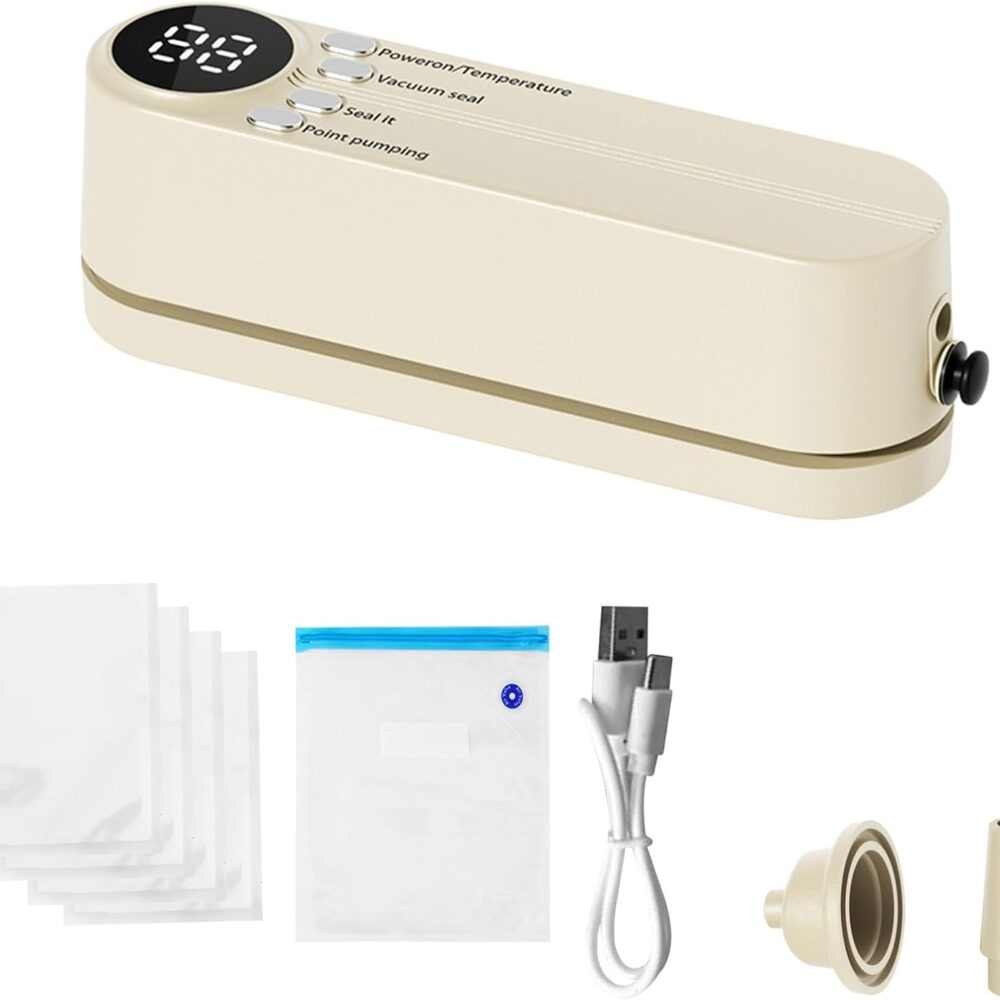 Mini seladora de bolsa, seladora a vácuo portátil sem fio co...